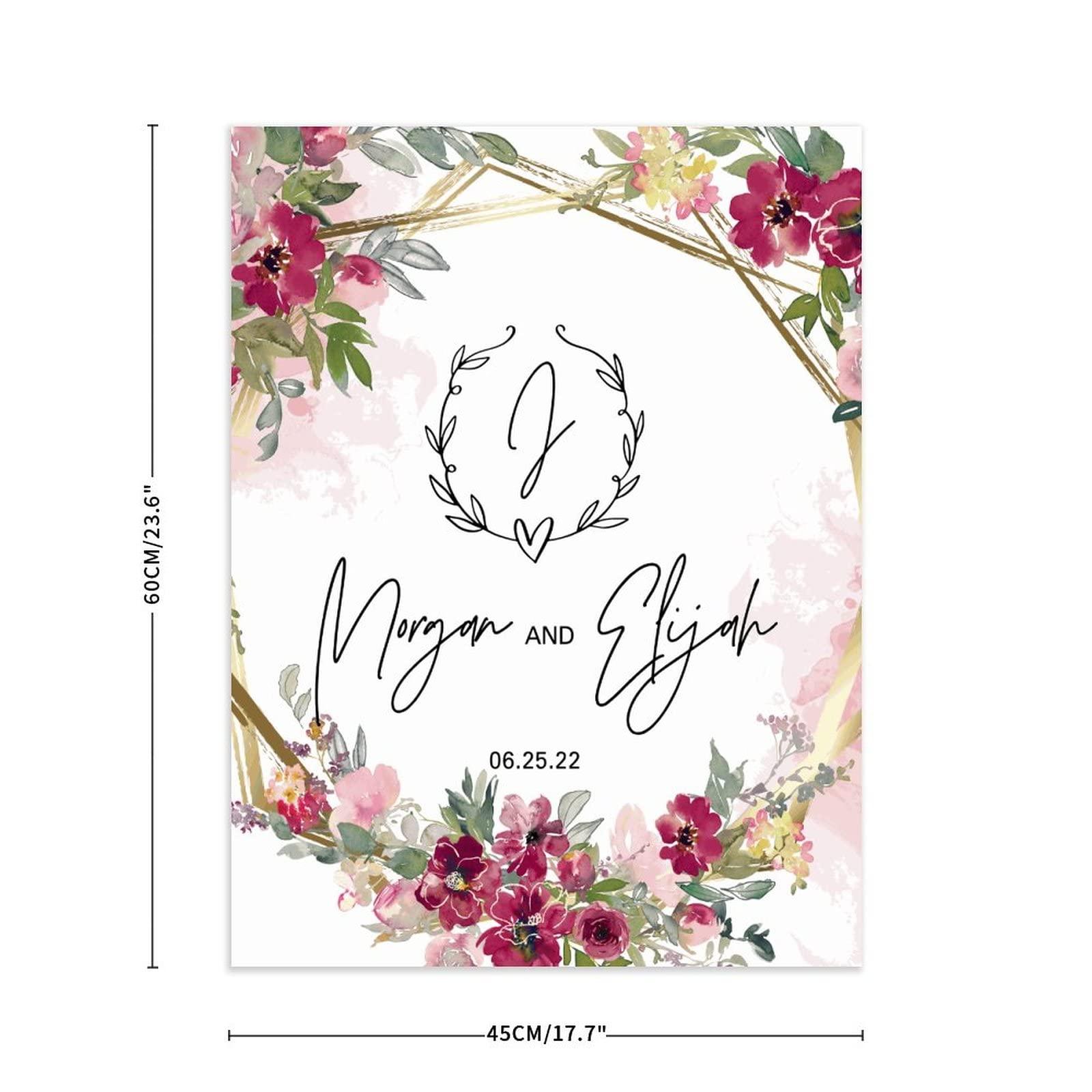 Wodevor Wooden Welcome Sign Wedding Welcome Sign Elegant Monogram Design Unique Wedding Sign Wedding Signs for Ceremony Customized Rehearsal Dinner Party Welcome Board 24X18 Inch