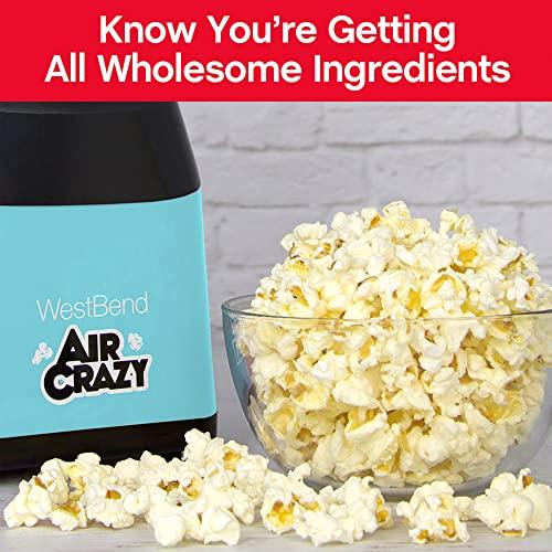 West Bend West Bend Air Crazy Popcorn Machine for Healthy Snacking with No Oil, 4-Quart, Blue