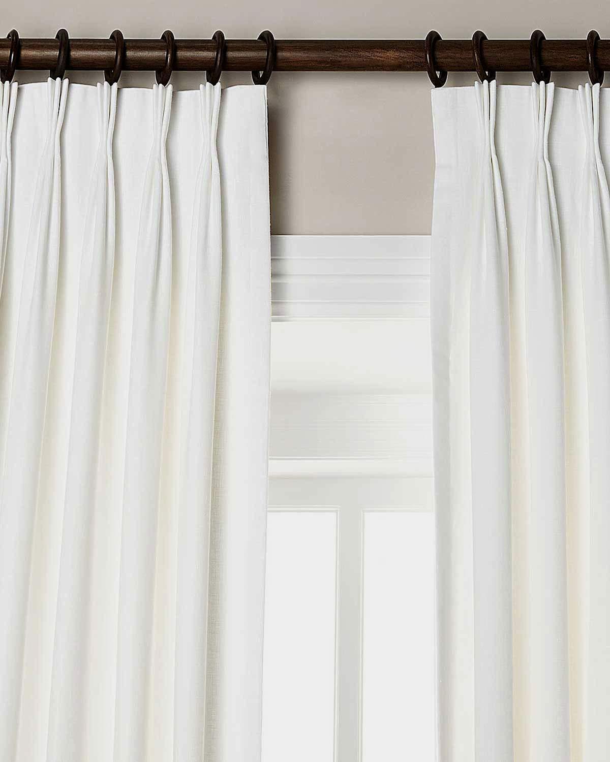 Silk n Drapes and More Silk n Drapes and More 100% Linen Pinch Pleated Lined Window Curtain Panel Drape (White, 27" W X 132" L)