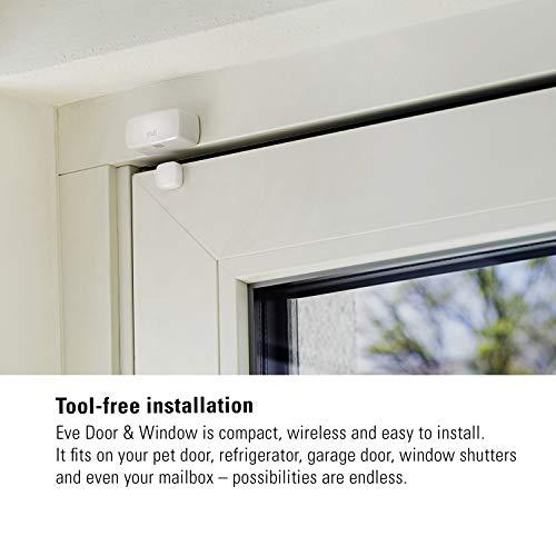 Eve Eve Door & Window Smart Contact Sensor for Doors & Windows, Notifications (Open/Closed State), Automatic Control of Accessories & Scenes, no Bridge, Apple HomeKit, Bluetooth, Thread