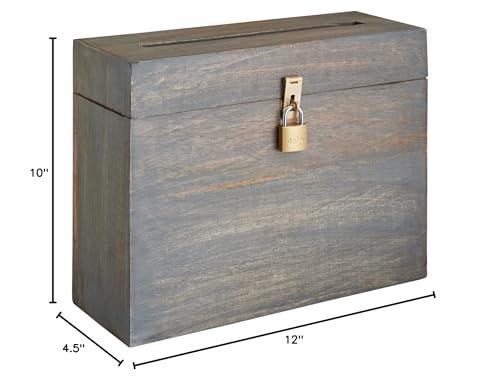 Eximious India Eximious India Wedding Card Box with Card Slit and Lock 12\"X10\"X4.5\"- Gift Wishing Well Card Box for Weddings, Receptions, Birthdays, Graduations, Baby Showers, Honeymoon Funds (Gray)