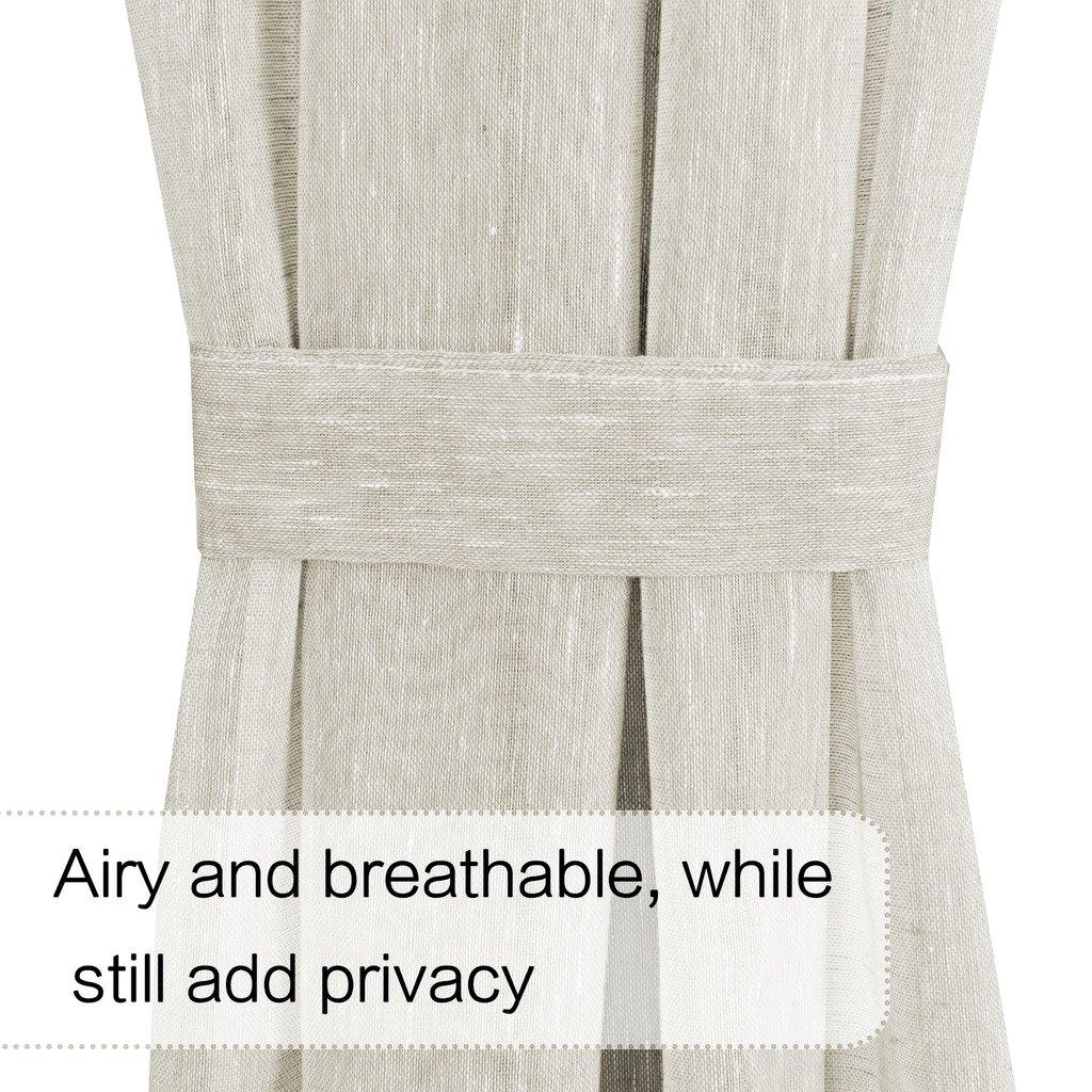 H.VERSAILTEX H.VERSAILTEX Linen French Door Curtains Privacy Light Reducing Sheer Door Curtain with Tieback | Rod Pocket Curtain 1 Panel for Glass Door Feature Open Weave Textured Linen - 25"x72" - Natural