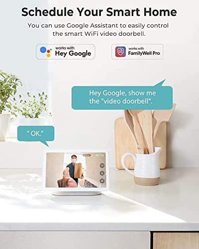 Ecoey Ecoey Video Doorbell Camera, Smart Wi-Fi Video Doorbell Wired with Two-Way Audio, Video Doorbell with 1080P HD, PIR Motion Detection, Removable TF Card, Doorbell Camera AC Powered, GW1003, 1PACK