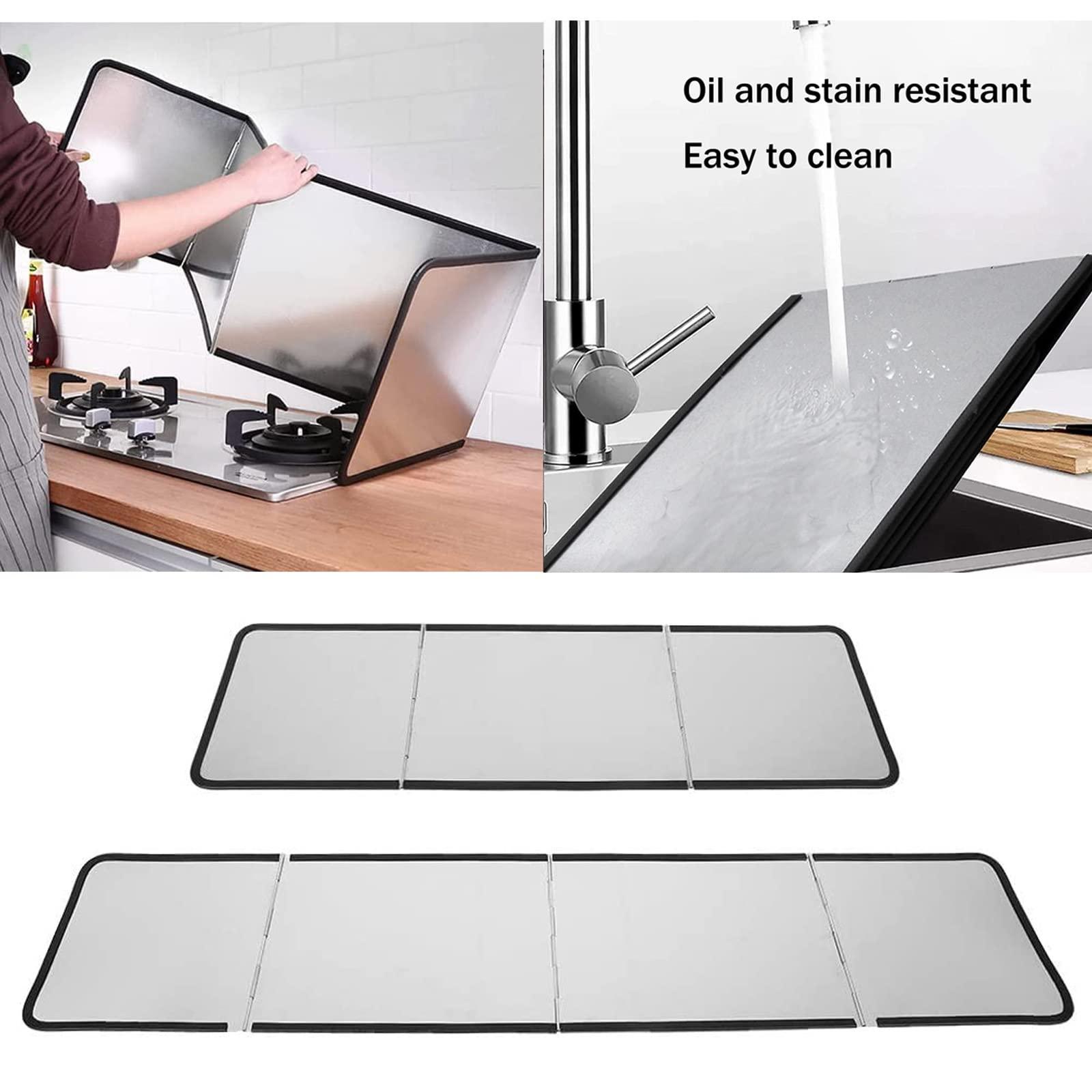 HJXGQJM Stove Splash Guard, Folding Stainless Steel Splatter Guard, Splatter Guard For Cooking, Portable Folding Cooker Side Fat Oil Splash Guard, 2 Sides/3 Sides/4 Sides Stove Splash Guard ( Size : 4 sides 7