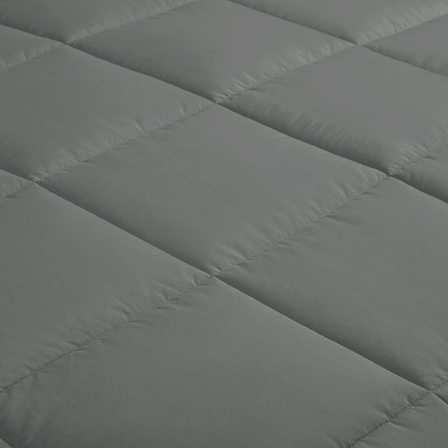 LinenEra Oversized King Size Comforter for All Season 100% Pure Cotton 500 GSM Winter Warm Comforter Only, Ultra Soft Quilted Duvet Insert with Corner Tabs,Box Stitched(Dark Grey,1 Pc)