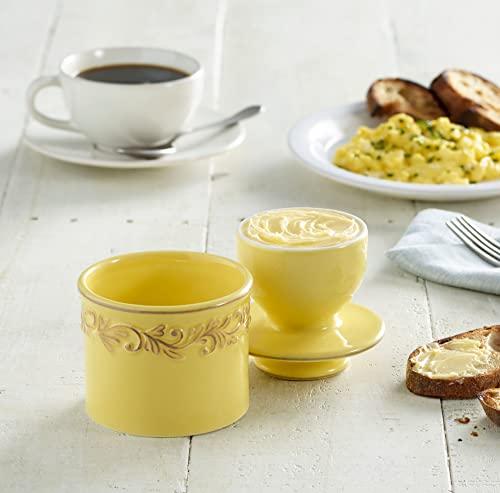 Butter Bell Butter Bell - The Original Butter Bell crock by L Tremain, a Countertop French Ceramic Butter Dish Keeper for Spreadable Butter, Antique Collection, Goldenrod