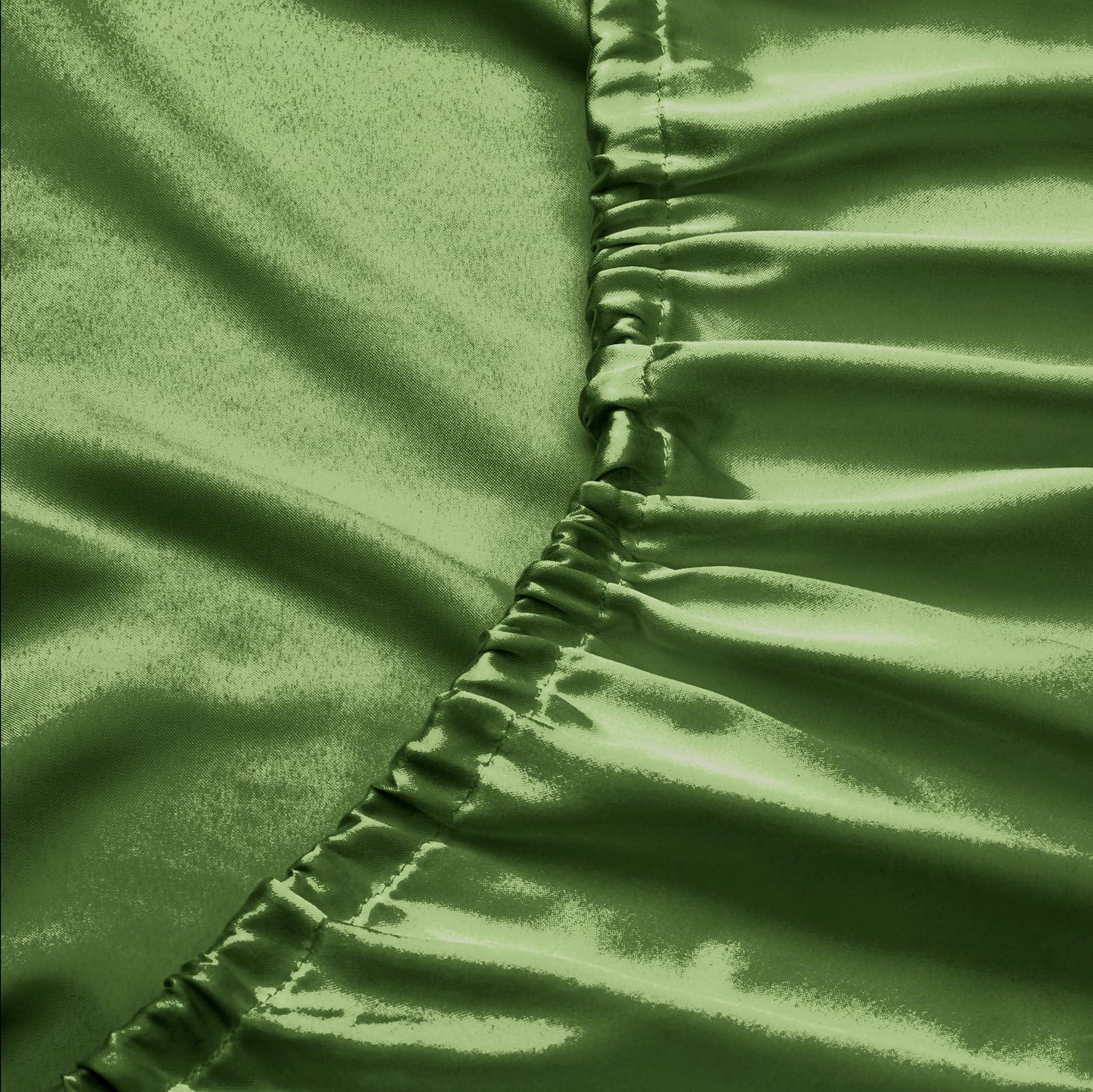 Lanest Housing California King Silk Satin Fitted Sheet, Soft Deep Pocket Single Bottom Bed Sheets Sold Separately, Wrinkle Free, Non- Fading, Breathable, Fully Elasticized(Cal King Size, Sage Green)