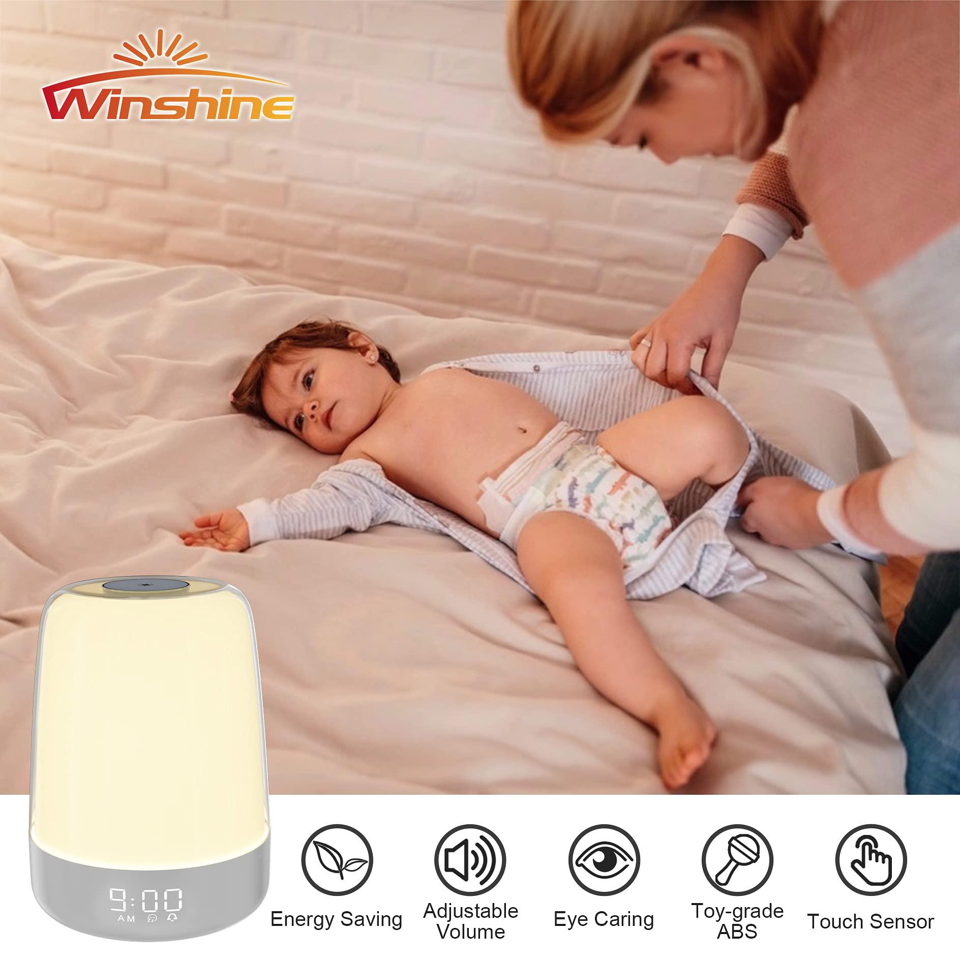 winshine winshine Touch Wake Up Night Light with Sunrise Simulation Alarm Clock, 3 Ways Dimmable Warm White Bedside Lamp for Kid Bedrooms RGB Ambient Table Nightstand Light,Sleep Aid Snooze Timer Mode