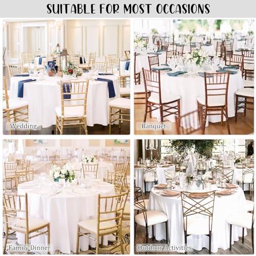 Fivenl 8 Pack Round Tablecloth 90 Inch Round Table Covers Bulk Washable Polyester Fabric Round Table Clothes for Wedding Party Reception Banquet Buffet Restaurant (White, 90 Inch)