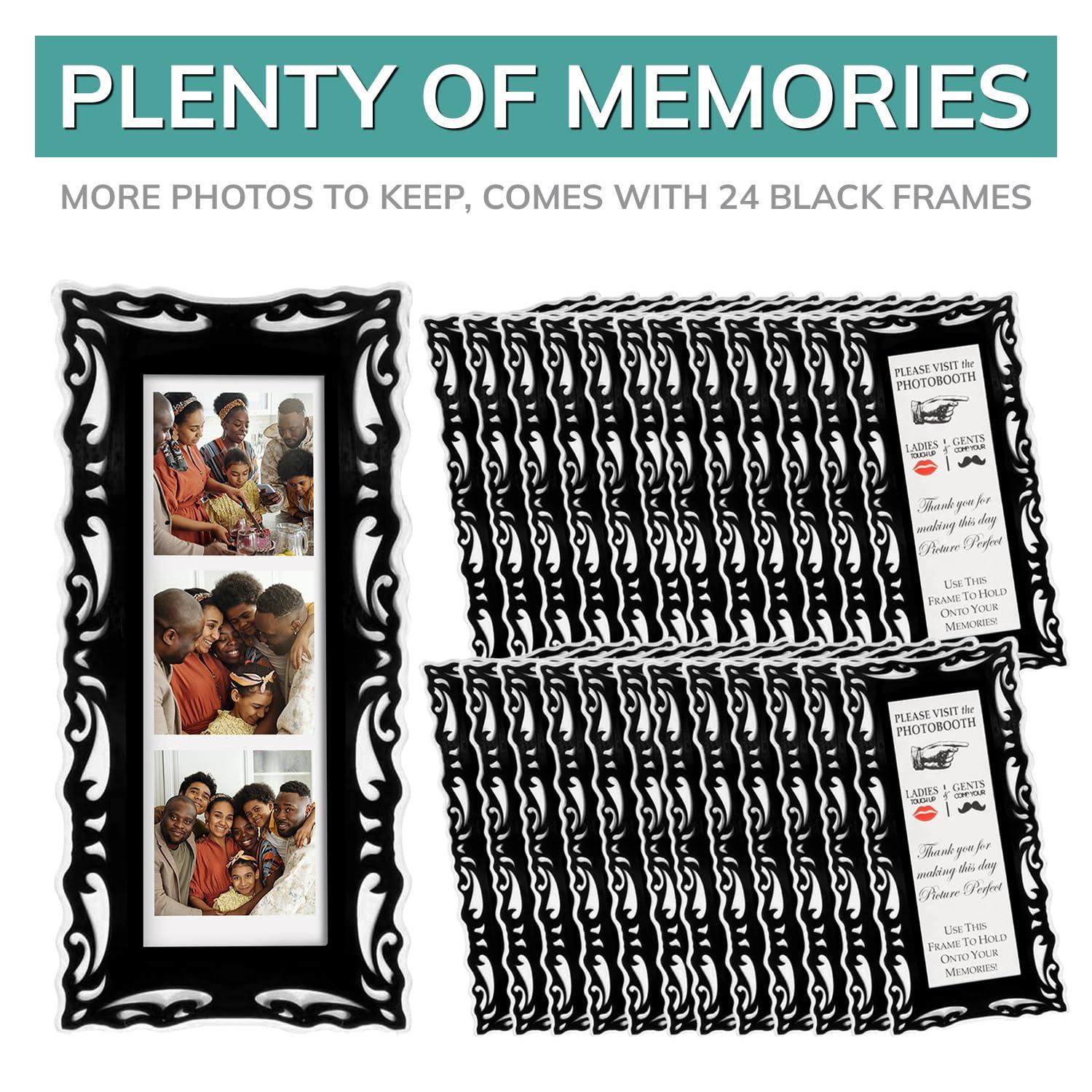 pbf PHOTO BOOTH FRAMES pbf Magnetic Photo Booth Frames for 2x6 Photo Strips | Magnetic Picture Frames for Refrigerator | Fridge Picture Frame Magnets | Magnetic Photo Holders for Locker, Photo Board (Black, 24-Pack)