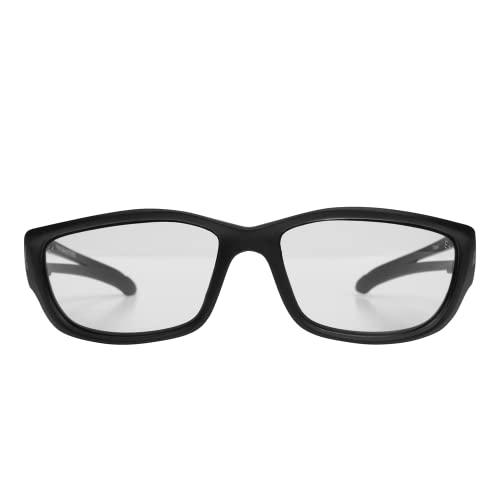 EDGE Edge SK-XL111VS Kazbek XL Wrap-Around Safety Glasses, Anti-Scratch, Non-Slip, UV 400, Military Grade, ANSI/ISEA & MCEPS Compliant, XL Wide Fit, Black Frame/Clear Lens