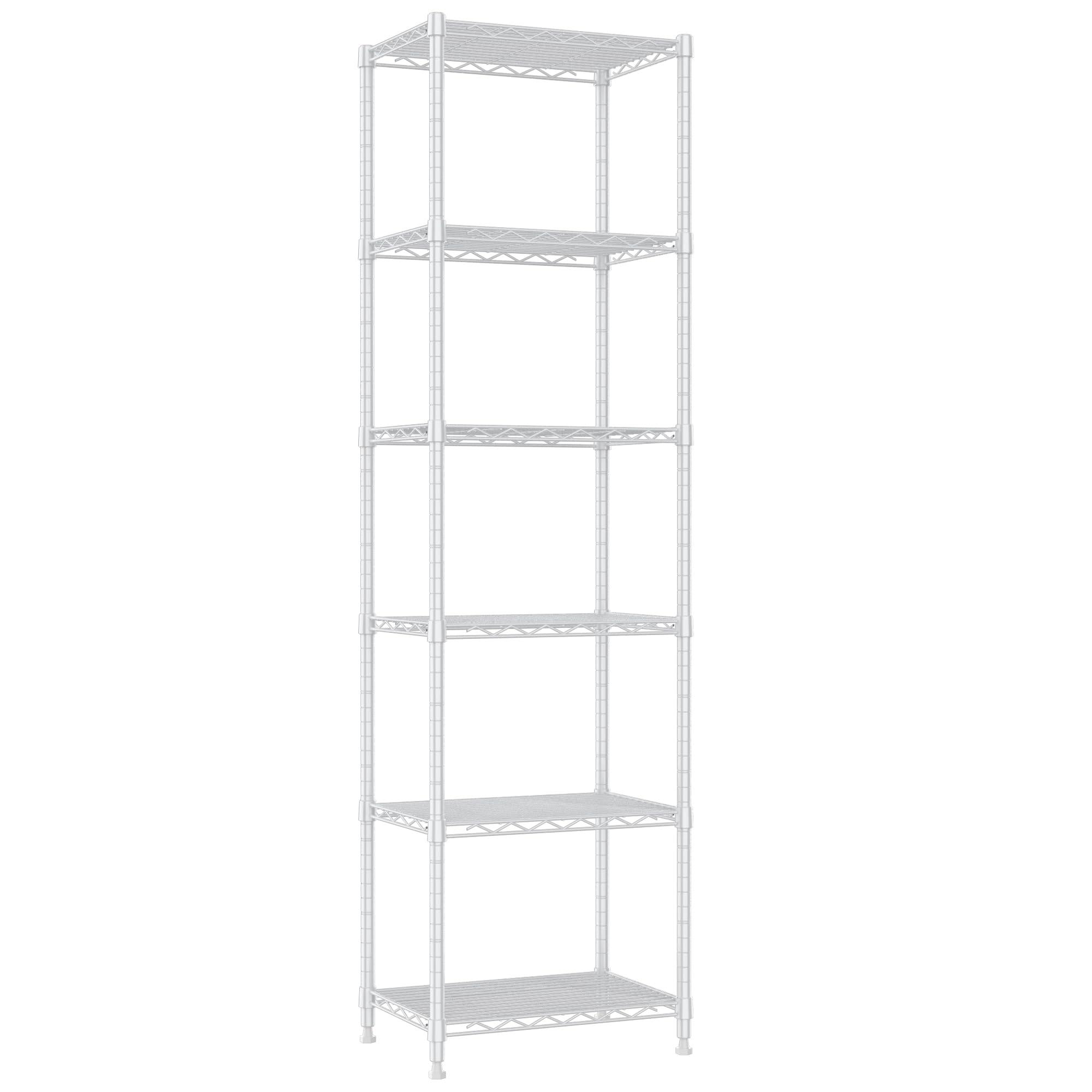 REGILLER REGILLER 6 Wire Shelving Steel Storage Rack Adjustable Unit Shelves for Laundry Bathroom Kitchen Pantry Closet (16.7L x 11.9W x 64H, White)