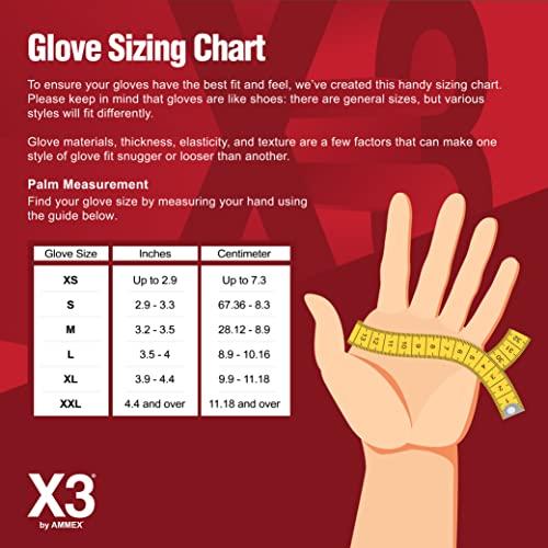 X3 X3 Black Nitrile Disposable Industrial Gloves 3 Mil, Latex/Powder-Free, Food-Safe, Non-Sterile, Textured, Medium, 2 Boxes of 100