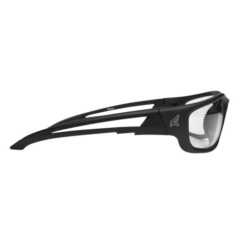 EDGE Edge SK-XL111VS Kazbek XL Wrap-Around Safety Glasses, Anti-Scratch, Non-Slip, UV 400, Military Grade, ANSI/ISEA & MCEPS Compliant, XL Wide Fit, Black Frame/Clear Lens