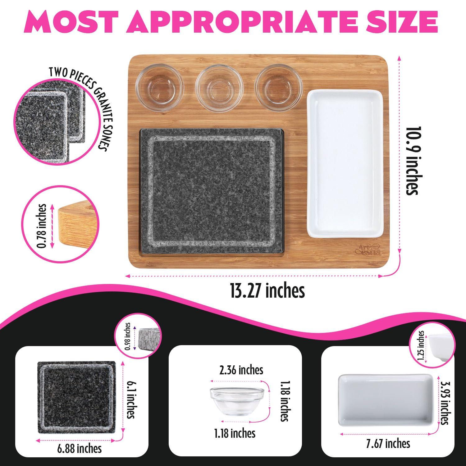 Artestia Artestia Cooking Stones for Steak Stones Sizzling Hot Stone Set Hot Rock Cooking Stone Indoor Grill, Granite Stone Cooking Set/BBQ/Steak Grill (Upgrade Version)