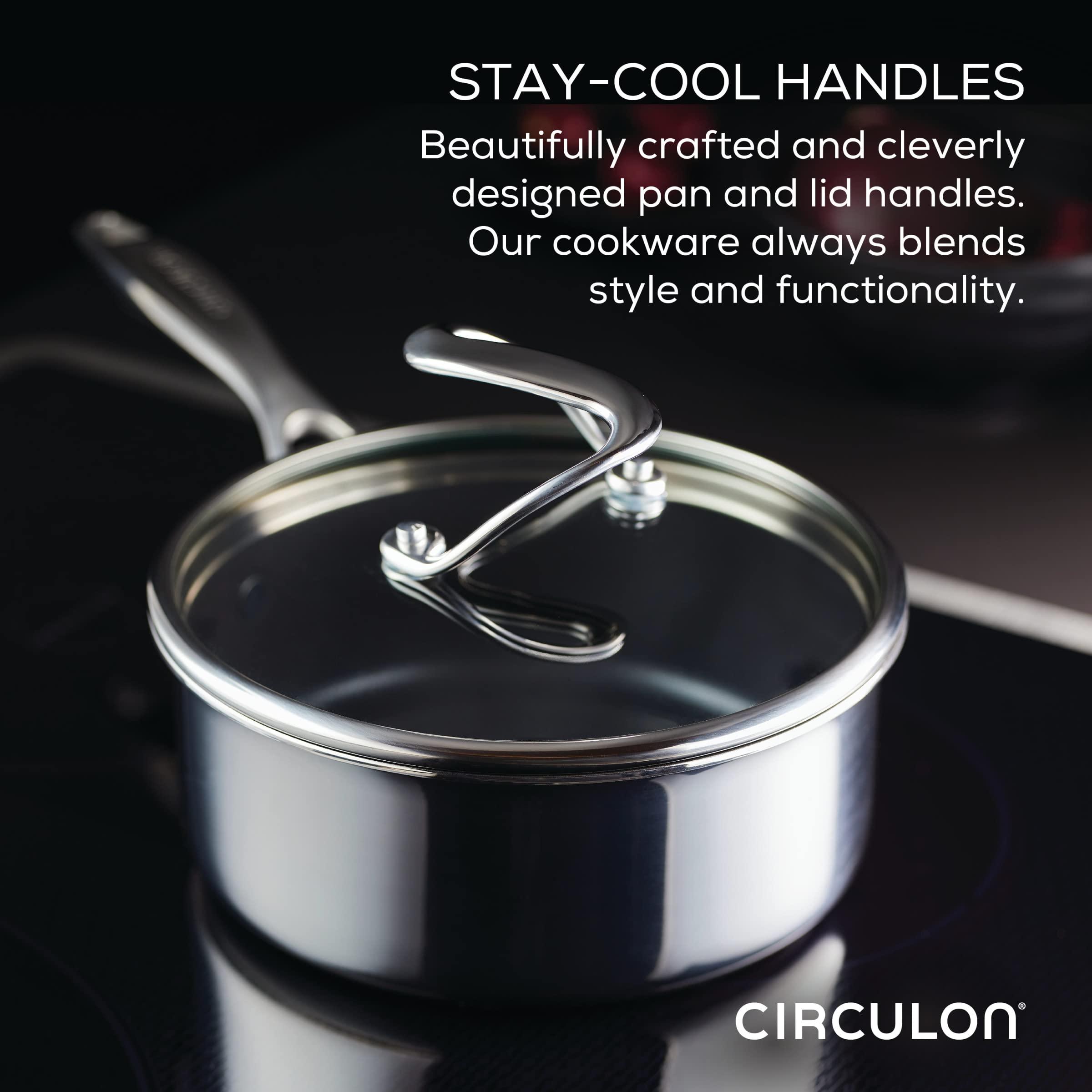 Circulon Circulon Clad Stainless Steel Cookware/Pots and Pans and Utensil Set with Hybrid SteelShield and Nonstick Technology, 11 Piece - Silver