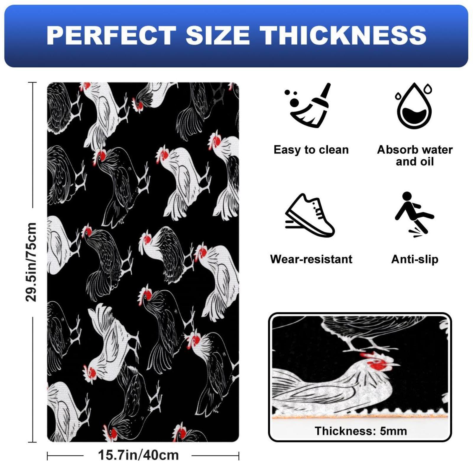 EVANLinsim EVANLinsim Kitchen Mat Chickens Rooster Cushioned Anti-Fatigue Kitchen Rug, Waterproof Non-Slip Kitchen Mats and Rugs Comfort Rug for Kitchen, Floor Home, Office, Sink, Laundry
