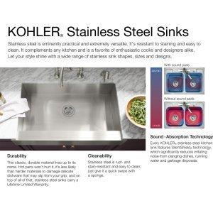 Kohler KOHLER K-5287-NA Strive 15 X 15-Inch Under-Mount Bar Sink with Basin Rack, Stainless Steel, 1-Pack
