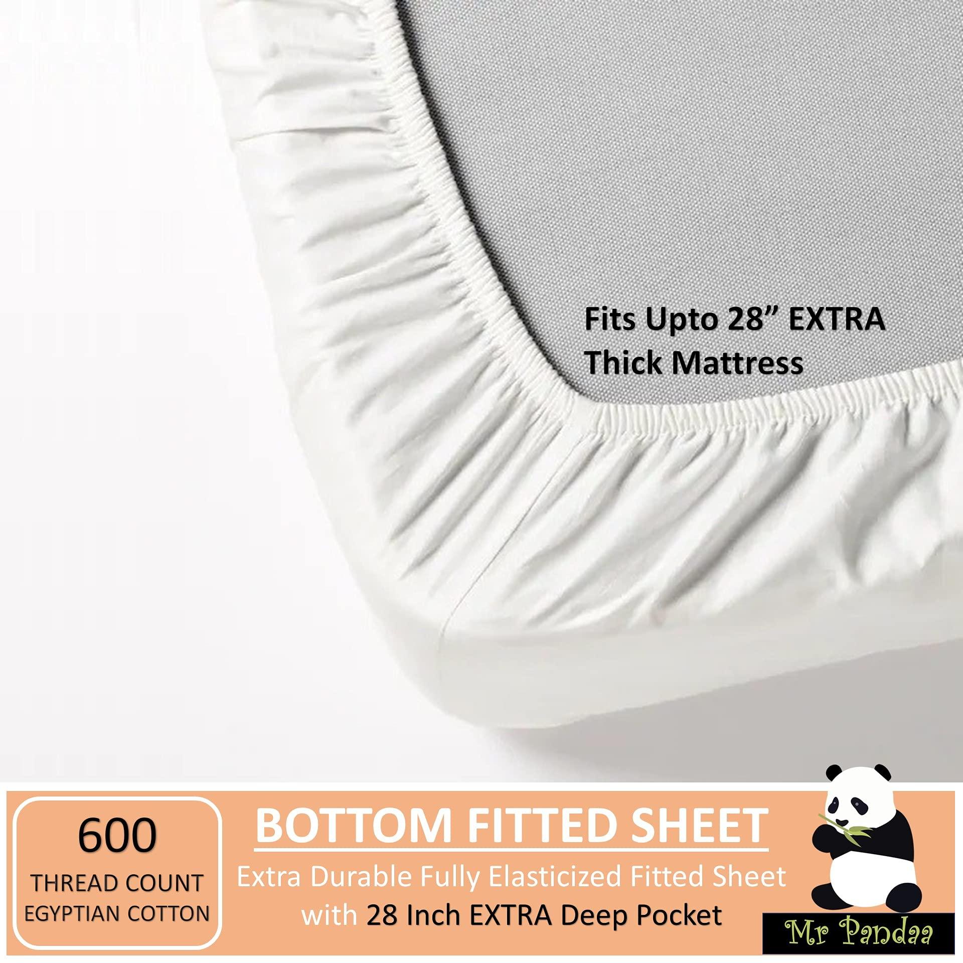 Mr Pandaa True Luxury Hotel Quality 600-Thead-Count Leopard Print-Queen XL Sheet Set, 100% Egyptian Cotton Super Soft-Cooling-Breathable-Comfy-Strong-Durable 4 Piece Set, Fit Upto 28 Extra-Deep-Pockets