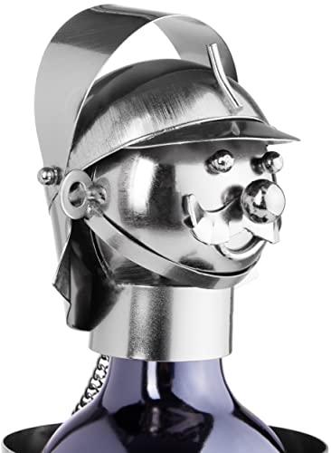 BRUBAKER BRUBAKER Wine Bottle Holder Firefighter - Metal Sculpture - Wine Rack Decor - Tabletop - with Greeting Card