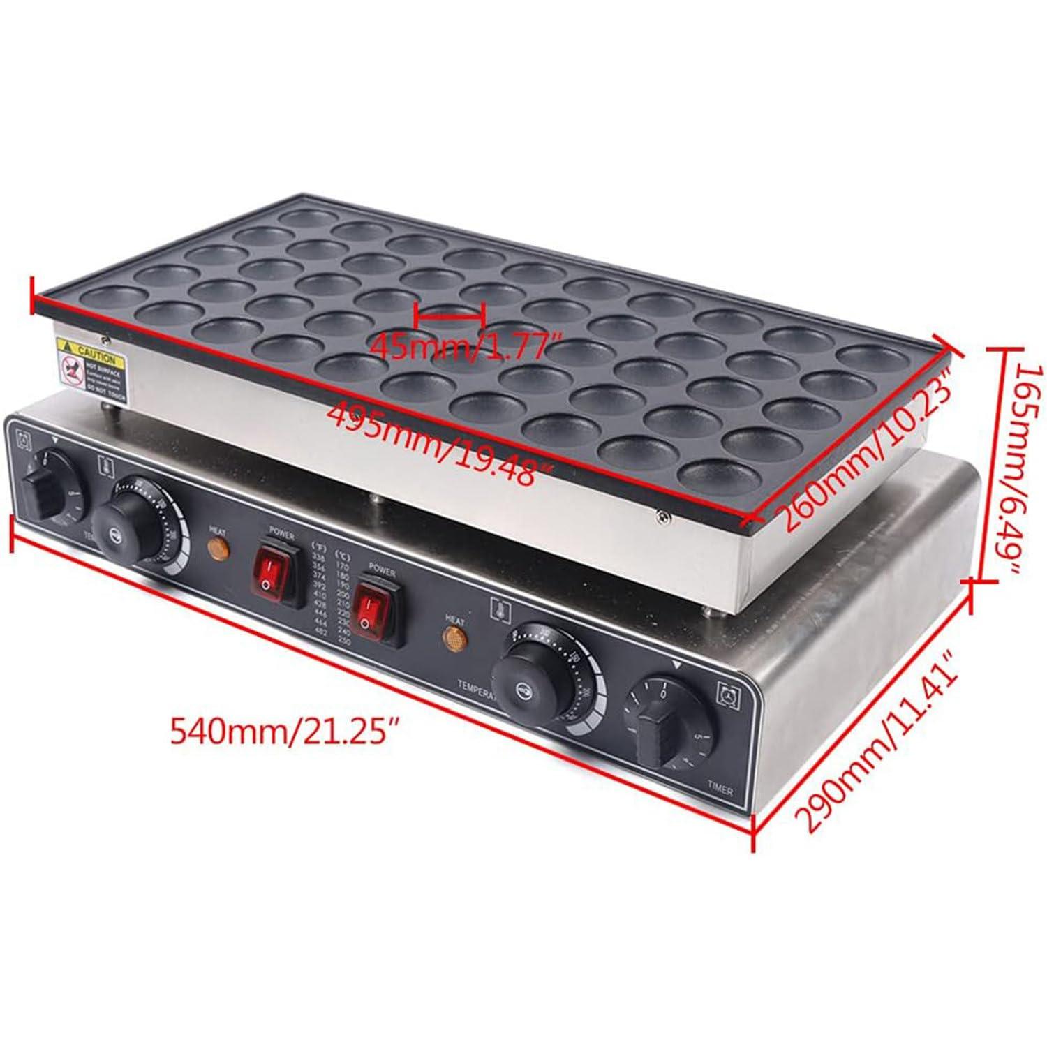 DAZULI 50-Hole Mini Dutch Pancakes Maker, Non-Stick Electric 50-Piece Mini Dutch Pancake Baker Maker Iron Machine