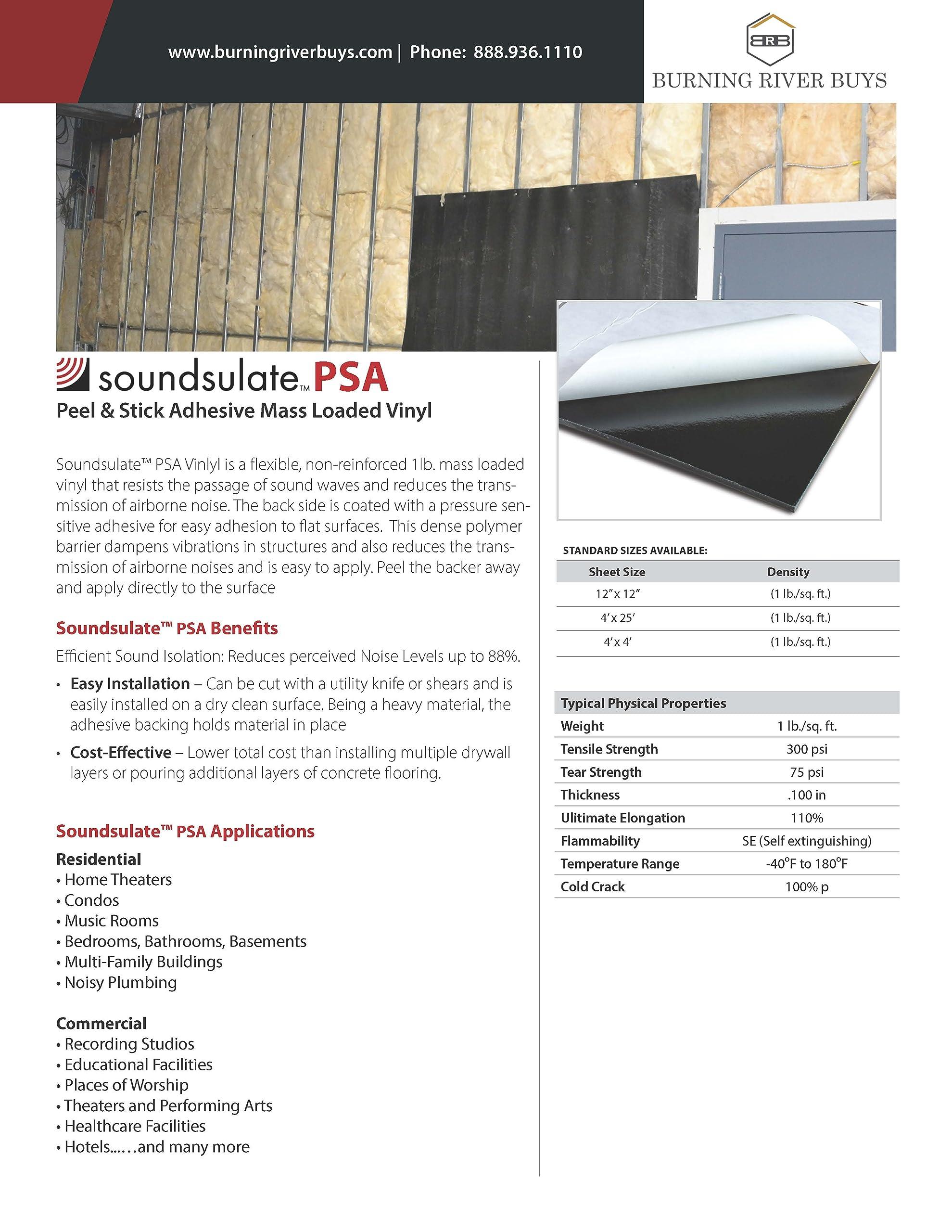 soundsulate Soundsulate PSA Peel & Stick Adhesive Mass Loaded Vinyl, 48\" x 48\" (16 sf) - See All Options