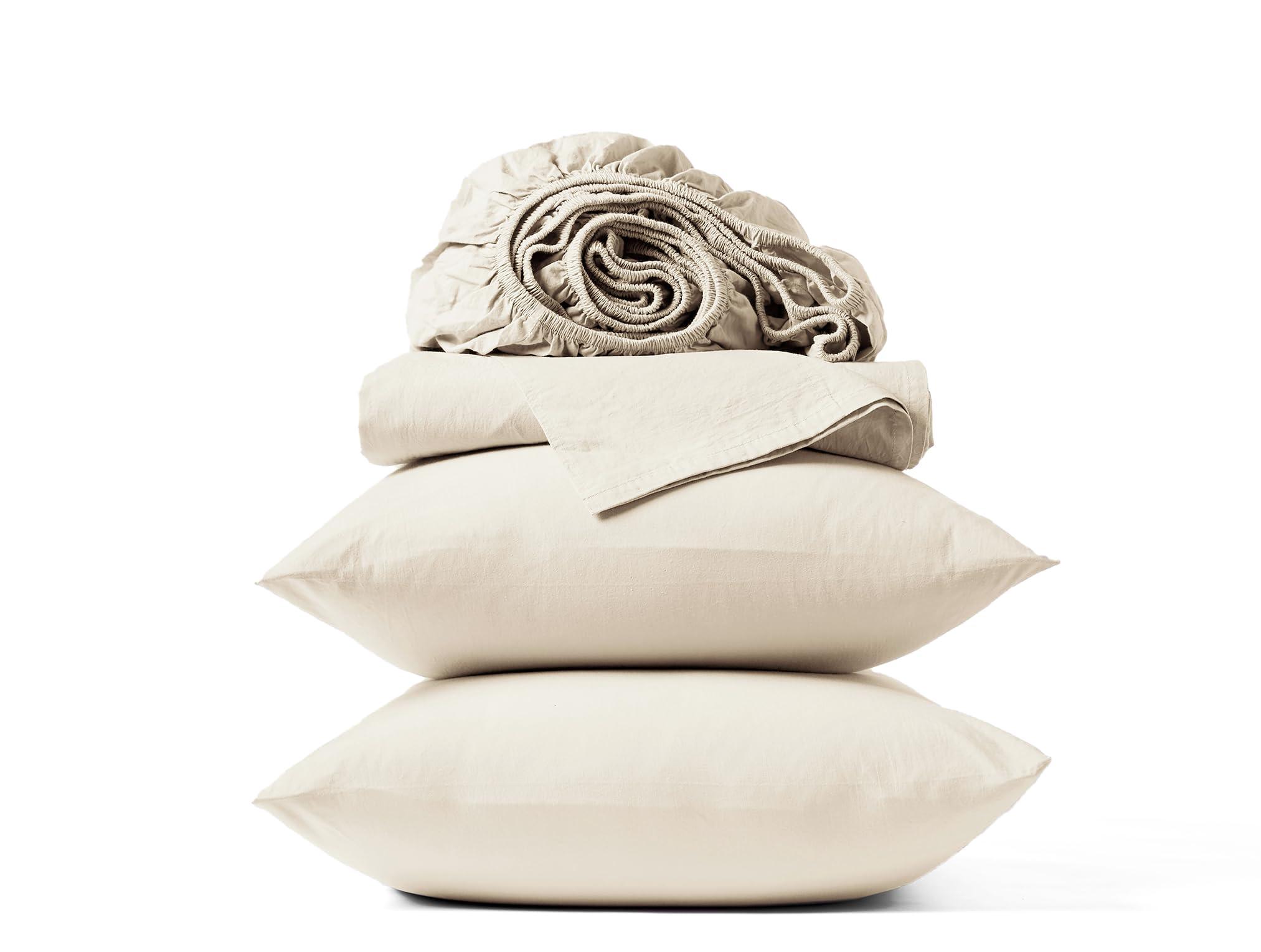 Coyuchi Coyuchi Organic Crinkled Percale Sheet Set, Undyed (Full)