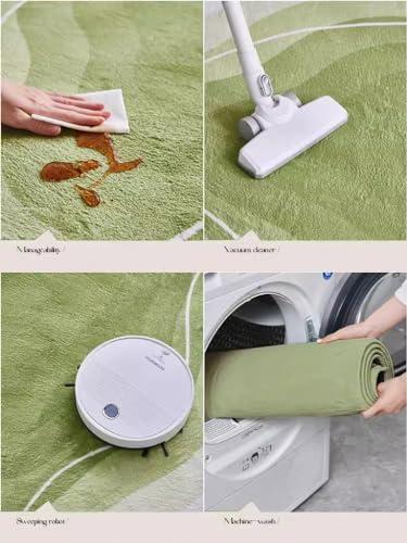 Lxdecao Faux Wool Soft Fluffy Pink Grey Yellow Irregular Area Rug 5x7 Modern Aesthetic Abstract Shaped Rug for Livingroom Bedroom Diningroom Nursery Office Playroom Floor Carpets