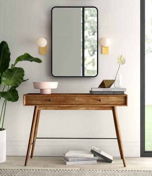 ANDY STAR ANDY STAR Matte Black Mirror for Bathroom, 20x28 Inch Rounded Rectangle Mirror, Modern Vanity Mirror Tube Metal Frame HD Reflection Wall-Mounted Mirrors Vertically or Horizontally