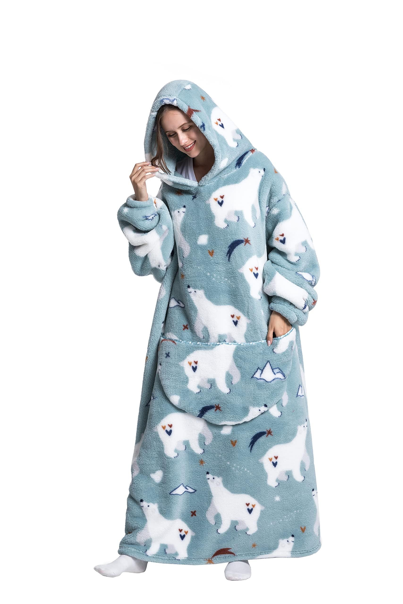 ZXIMU ZXIMU Extra Long Blanket Hoodie Oversized Hoodie Blanket Long Wearable Blanket Hoodie for Adults Snuggle BlanketsBear
