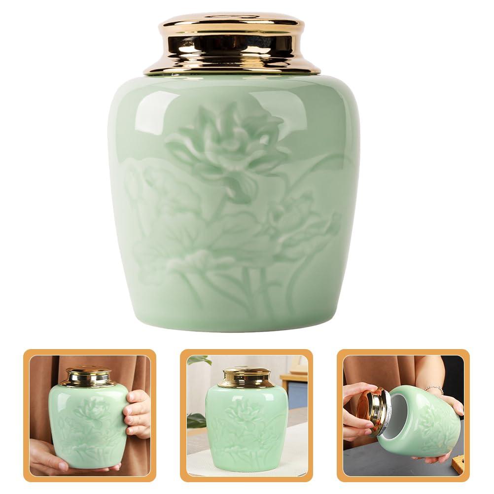 DECHOUS DECHOUS Ceramic Tea Canister Small 24oz Loose Leaf Tea Storage Container Porcelain Tea Canister with Lid for Loose Tea Sealed Ceramic Jar for Home Kitchen Office Tea Coffee Sugar