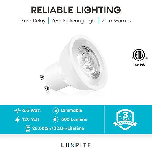 LUXRITE LUXRITE MR16 GU10 LED Bulbs Dimmable, 50W Halogen Equivalent, 2700K Warm White, 500 Lumens, 120V Spotlight LED Bulb GU10, Enclosed Fixture Rated, Perfect for Landscape or Home Lighting (12 Pack)