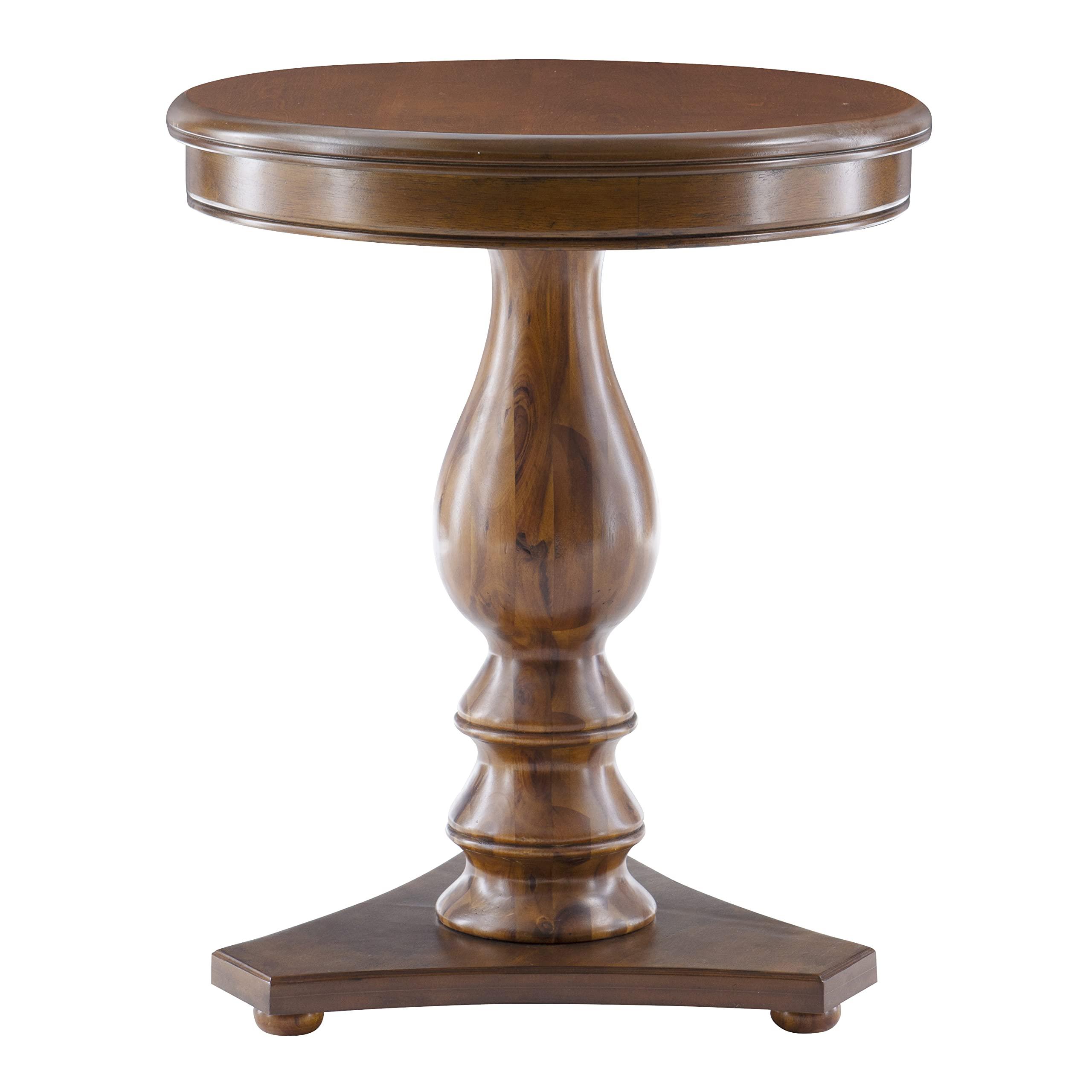 Powell Powell Hazelnut Round Top Finley Pedestal Accent Side Table