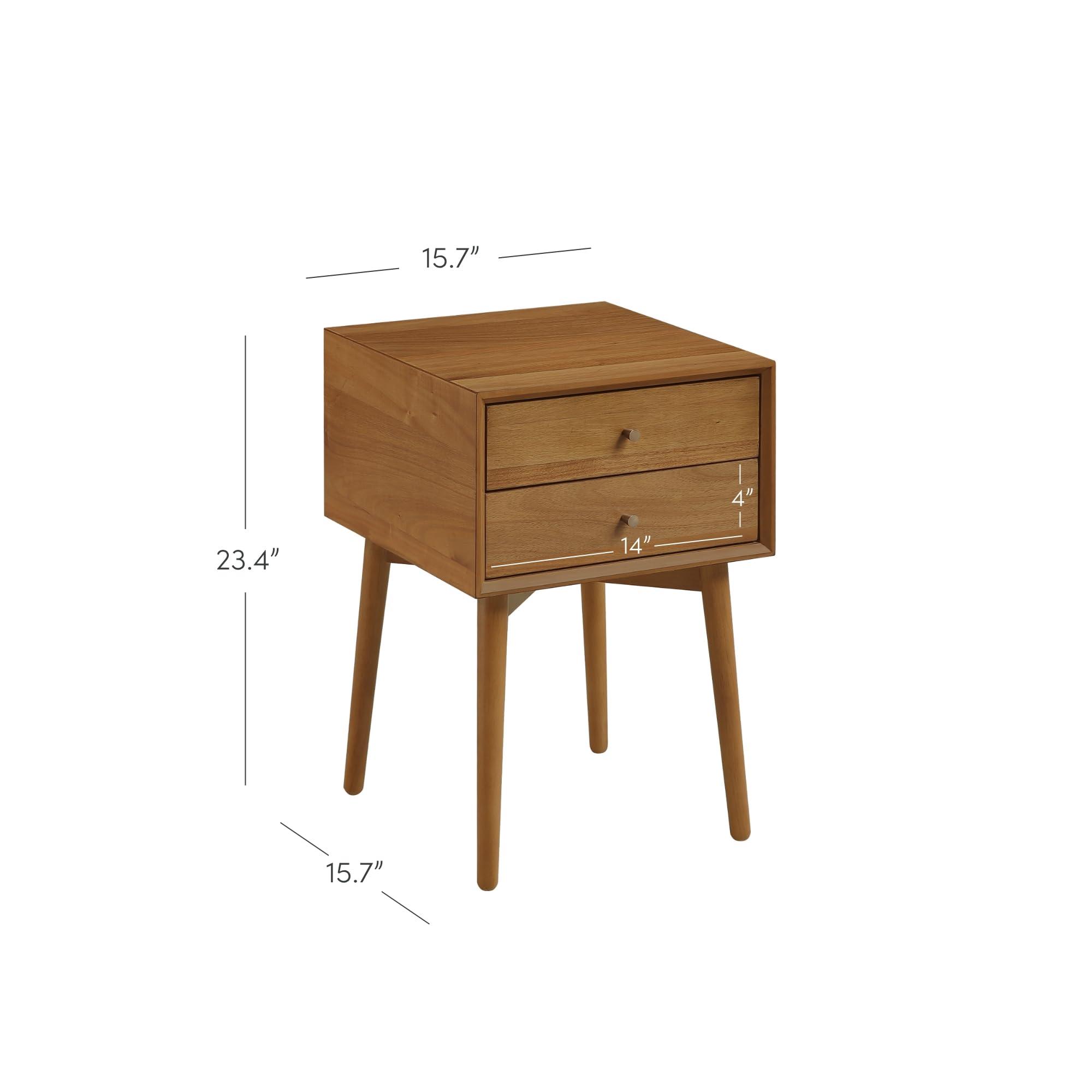 Nathan James Nathan James 32704 Harper Mid-Century Oak Wood Nightstand with 2-Drawers, Small Side End Table with Storage, Brown