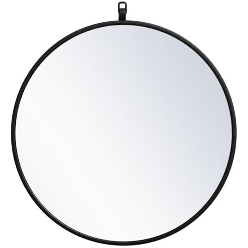 Elegant Decor Elegant Decor Rowan Home Office Decorative Round Framed Hanging Wall Mirror, 21" L x 21" H - Black