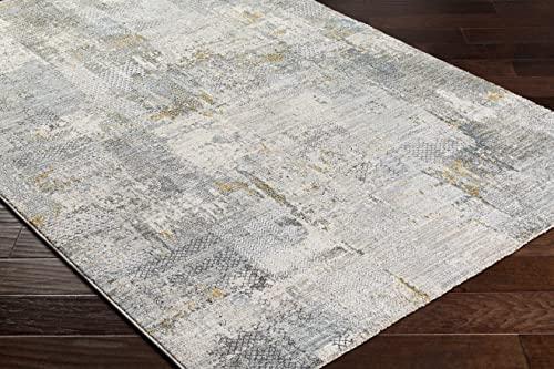 Hauteloom Hauteloom Elina Living Room, Bedroom Area Rug - Modern Abstract Boho Farmhouse - Contemporary Faded Distressed Carpet - Green, Gray, Brown - 5'3"-Round