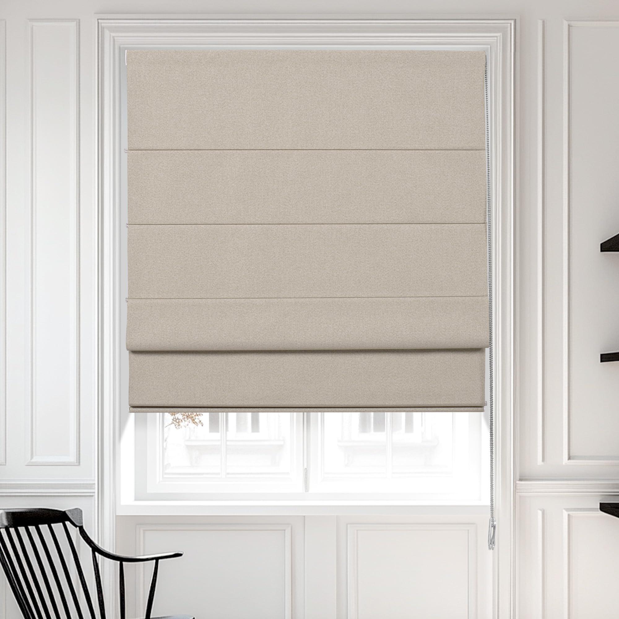 BERISSA BERISSA Blackout Roman Shades for Windows,Linen Roman Blinds,Room Darkening Thermal Insulated Pull Down Window Shades for Home Living Room Bedroom,Sand Brown,34" W x 66" H
