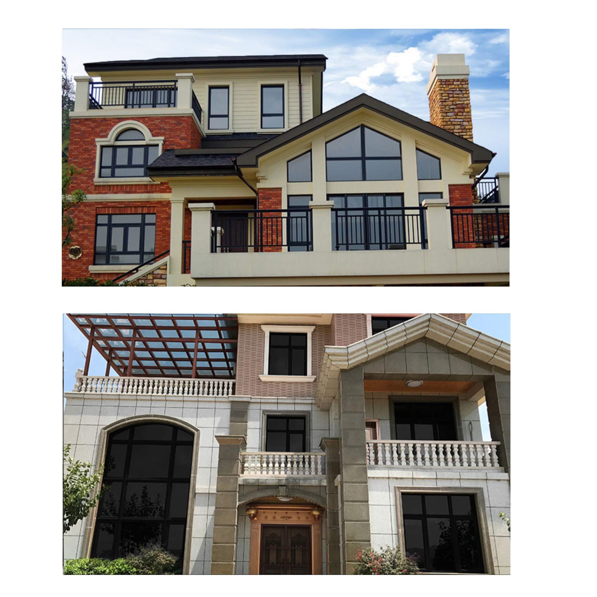 bandezid bandezid One Way Mirror Adhesive Window Film Privacy Window Mirrored Glass Film Self Adhensive Frosted Glass for Office Kitchen-Sea Stone Blue 1.5x3m