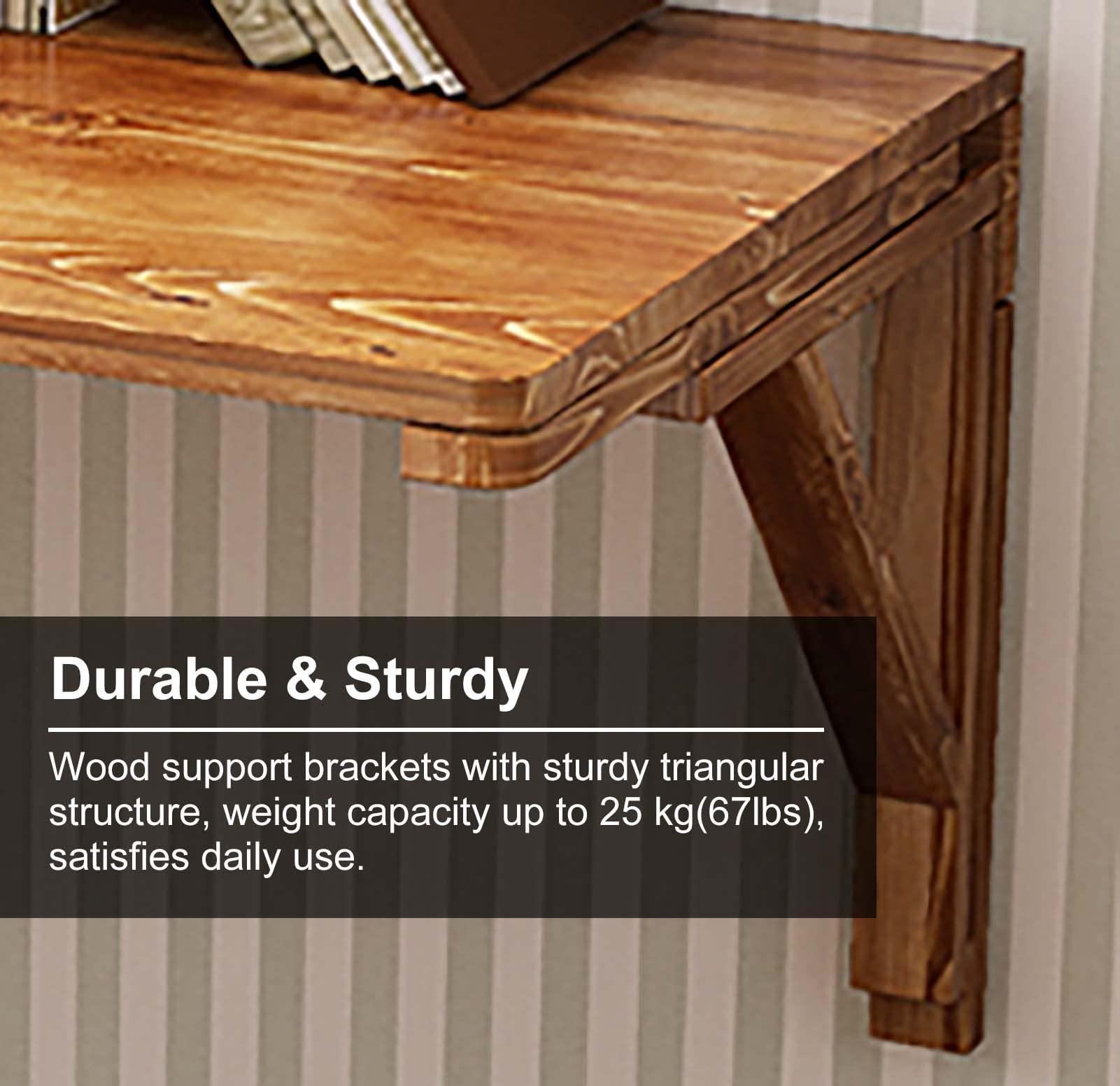 Table 87 Wall Mounted Folding Table Rectangle Retro Wall-Mounted Fold Down Table, Extra Width Desk, Trestle Desk, Kitchen Counter, Laundry Shelf, Bar Tables, Max Load 67lbs