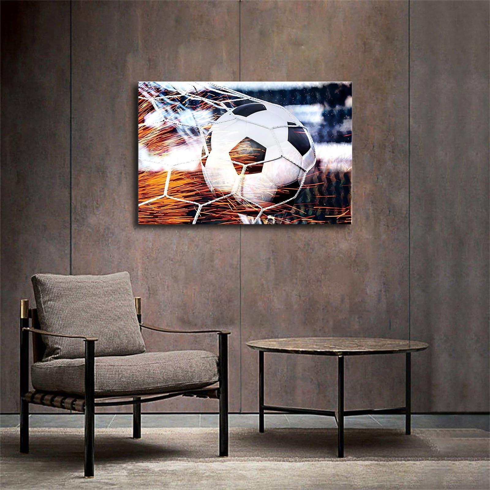 ZofTig Red Glitter Football Pool Goal Gift for Home Wall of People Who Love Sports Poster Canvas Wall Art Picture Print Modern Home Bedroom with Frameless Decor (Framed,2436inch)