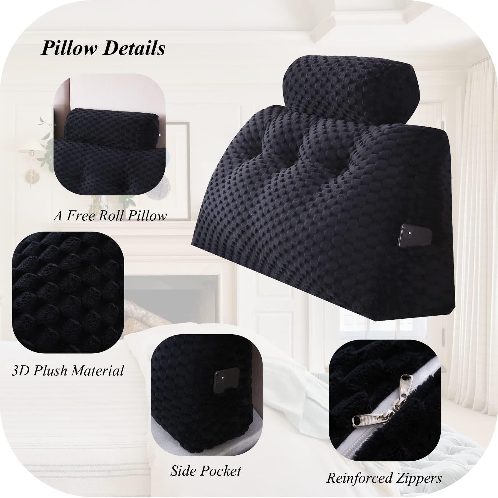 Gpround Gpround Wedge Headboard Pillows + 2 Head Roll Pillow Bed Wedge Pillow for Headboard Large Bolster for Bed Rest Reading Pillows Backrest Pillows for Sitting in Bed Backrest Positioning Support