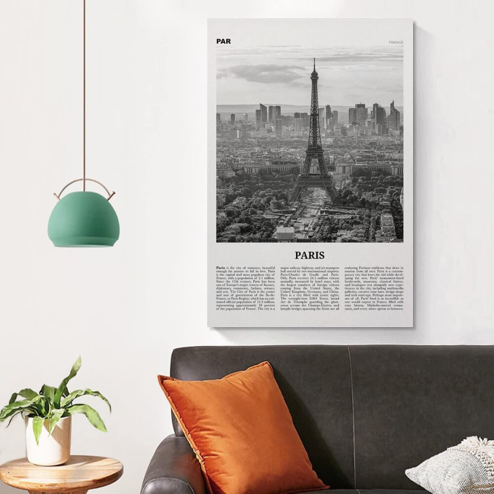 chenyingyi9996 Paris Print Black And White, Paris Wall Art, Paris Poster, Paris Photo, Paris Wall Dcor, Paris Map, Poster Decorative Painting Canvas Wall Art Living Room Posters Bedroom Painting 24x36inch(60x90cm)