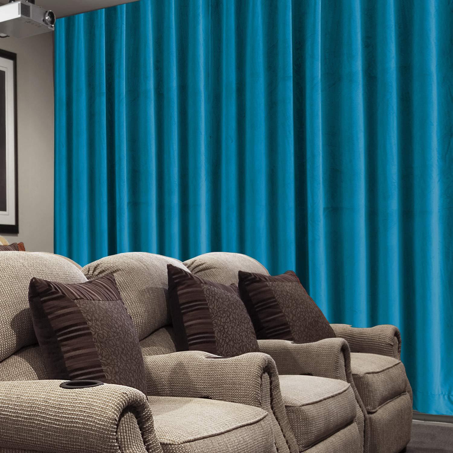 Macochico Macochico Soft Velvet Curtains Pinch Pleated Velvet Textured Drapes Panels for Bedroom Meetingroom Club Theater Living Room 50W x 84L Inch Blue (1 Panel)