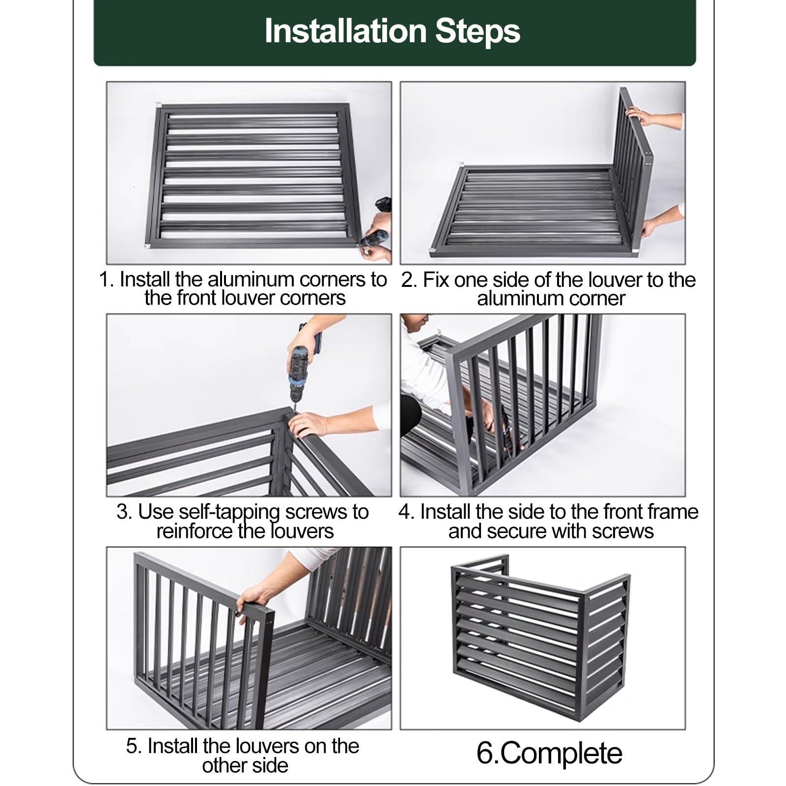 TRUNXUCL TRUNXUCL Aluminum Air Conditioner Covers for Outside Units, Anti Theft Sturdy Air Conditioner Privacy Fence Air Conditioner Fence for Outdoor (Color : Brown, Size : 110x80x60cm/43x32x24in)