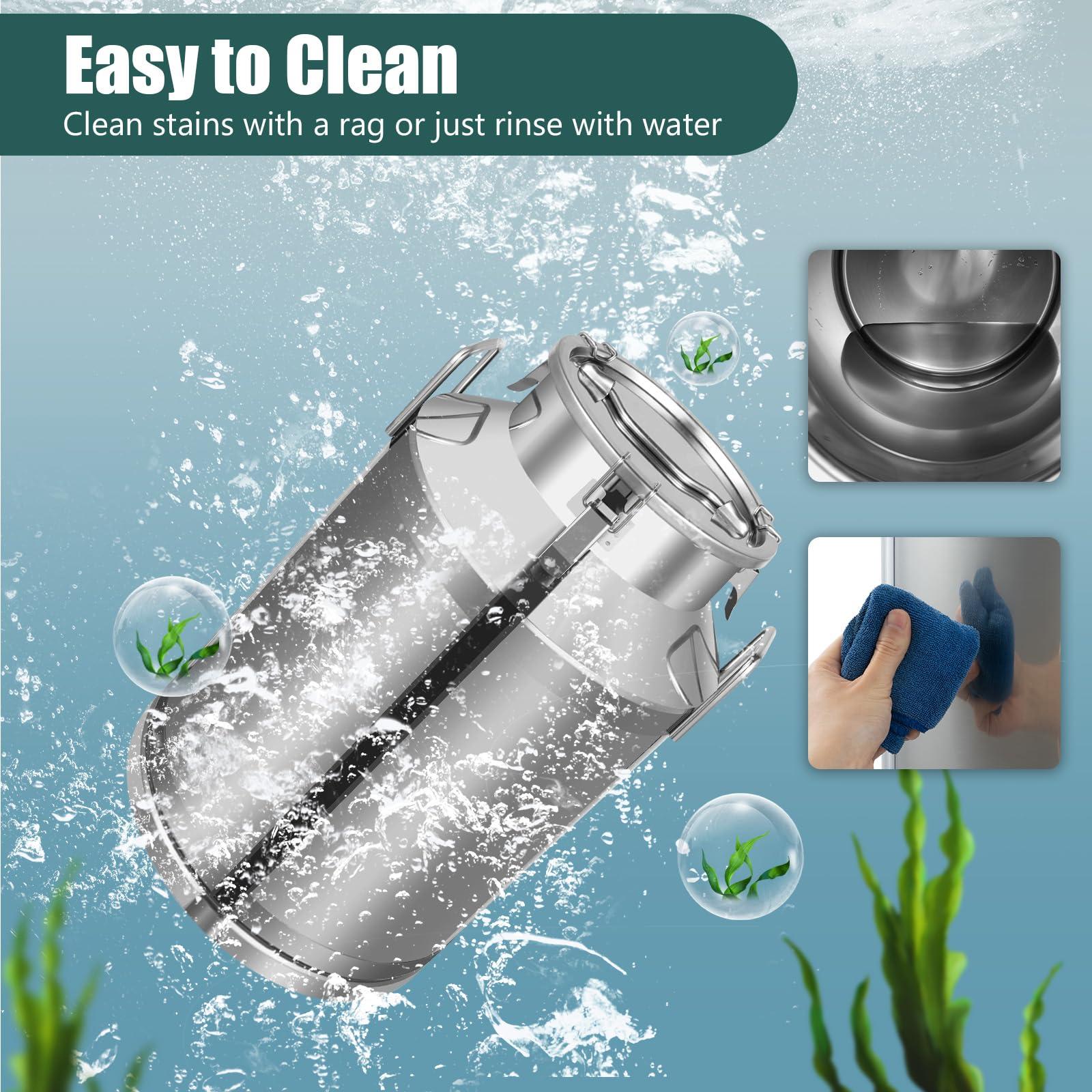 HinLIaDa HinLIaDa 60 Liter 16 Gallon Stainless Steel Milk Can, Maple Syrup Transport Cans Wine Pail Milk Transport Barrels Pail Milk Bucket Jug Oil Barrel Wine Barrel Canister Silicone Seal Barrels (60L)