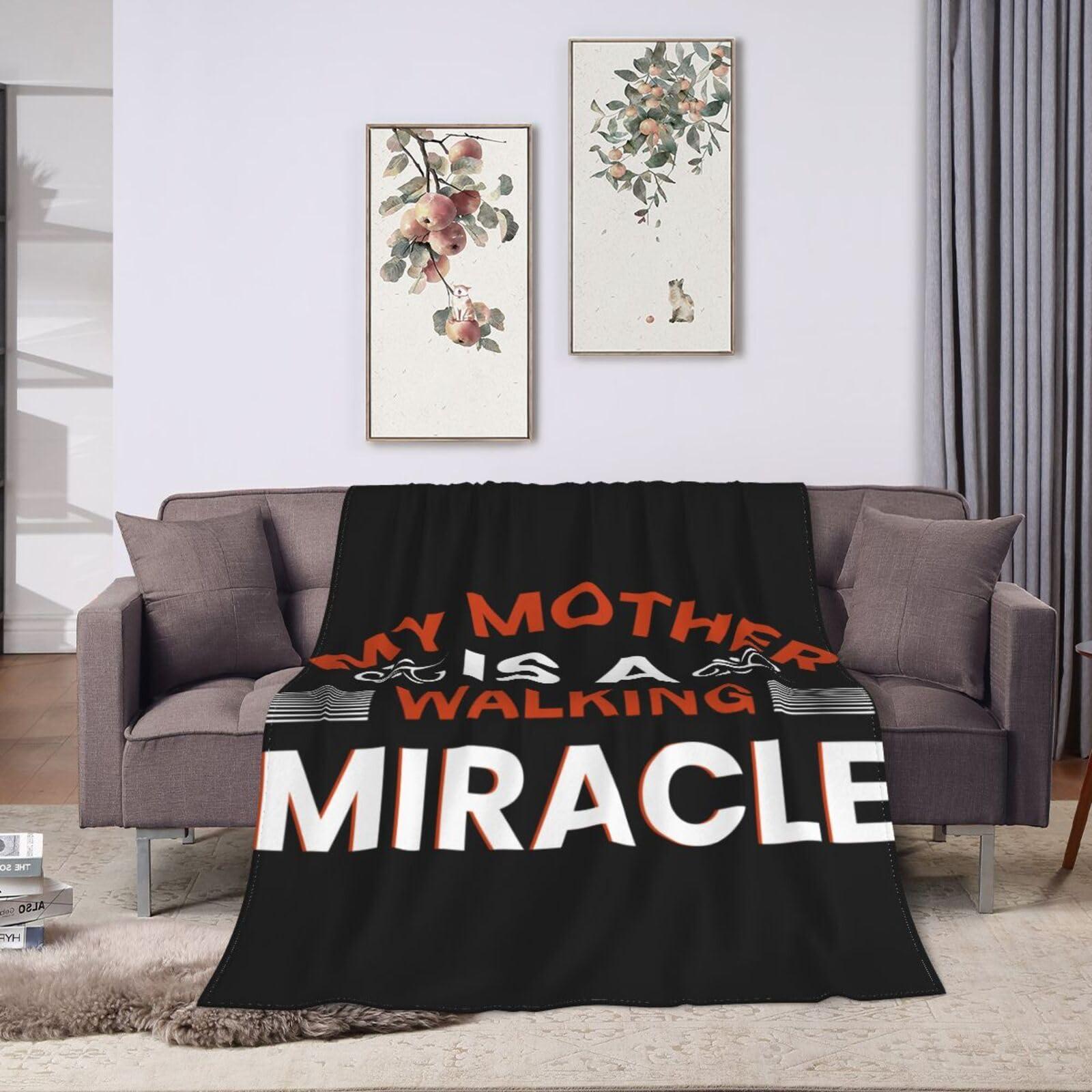 SIYTUAU My Mother is A Walking Miracle Throw Blanket for Couch Bed Sofa Soft Comfortable Blanket 60"x50" Flannel Blankets & Throws