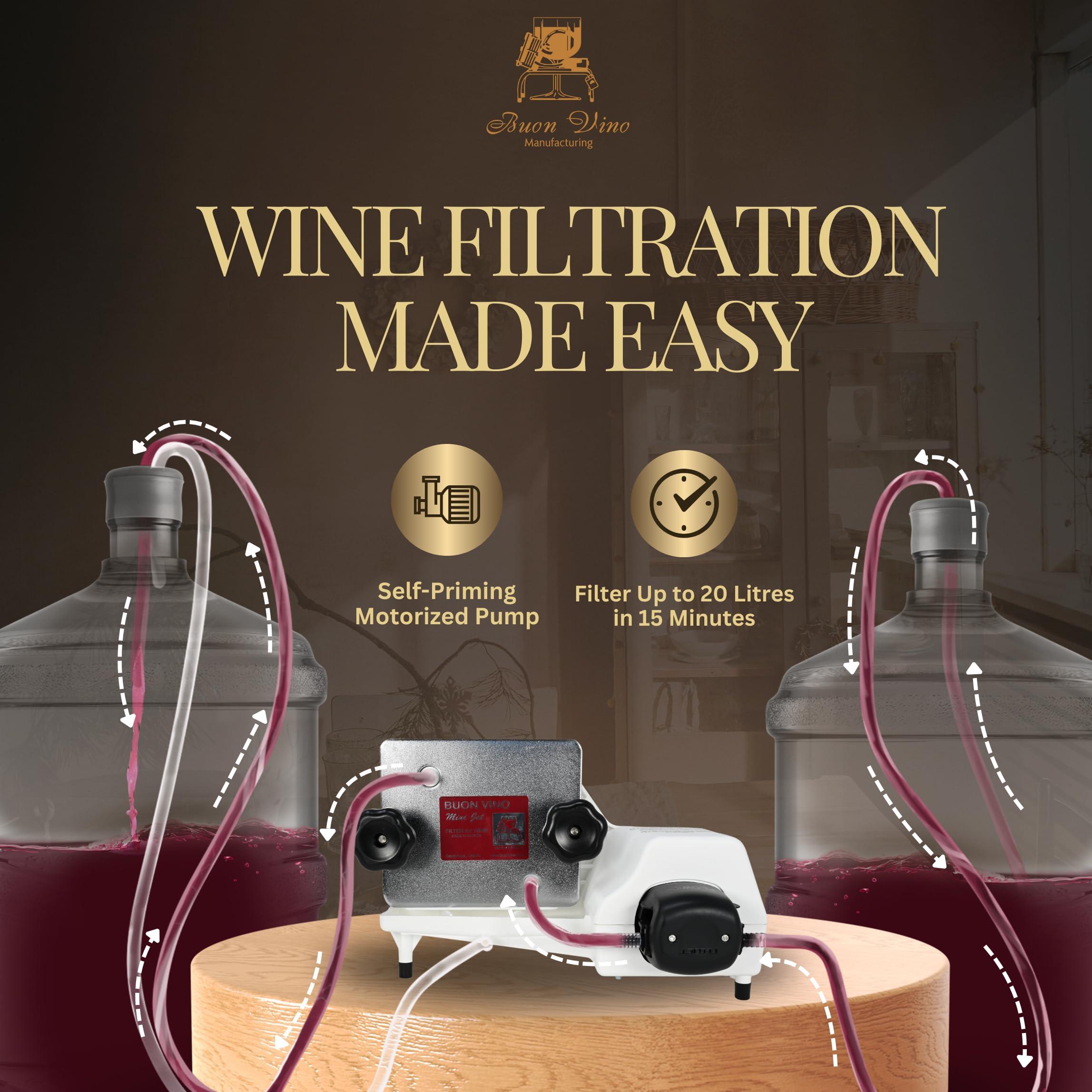 Buon Vino Buon Vino Mini Jet Wine Filter - Easy Bottle Filteration Brewing Kit - Simple Automatic Machine Accessories - Brew System Gadgets - Portable Homebrew Supplies - Electric Filters Bottling Equipment