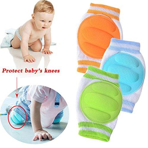 fantastic me 3 Pairs Baby Knee Pads for Crawling - Adjustable Breathable Waterproof Safety Protector, Elastic Knee Elbow Pads for Babies, Toddlers, Infants, Boys, Girls, Kids, Unisex (A)