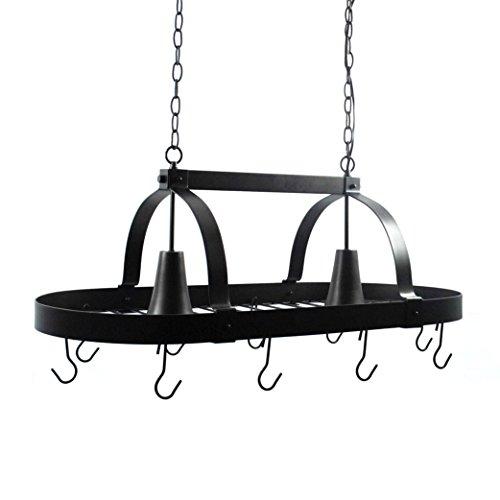 Elegant Designs Elegant Designs PR1000-ORB Home Collection 2 Light Kitchen Pot Rack with Downlights, Oil Rubbed Bronze