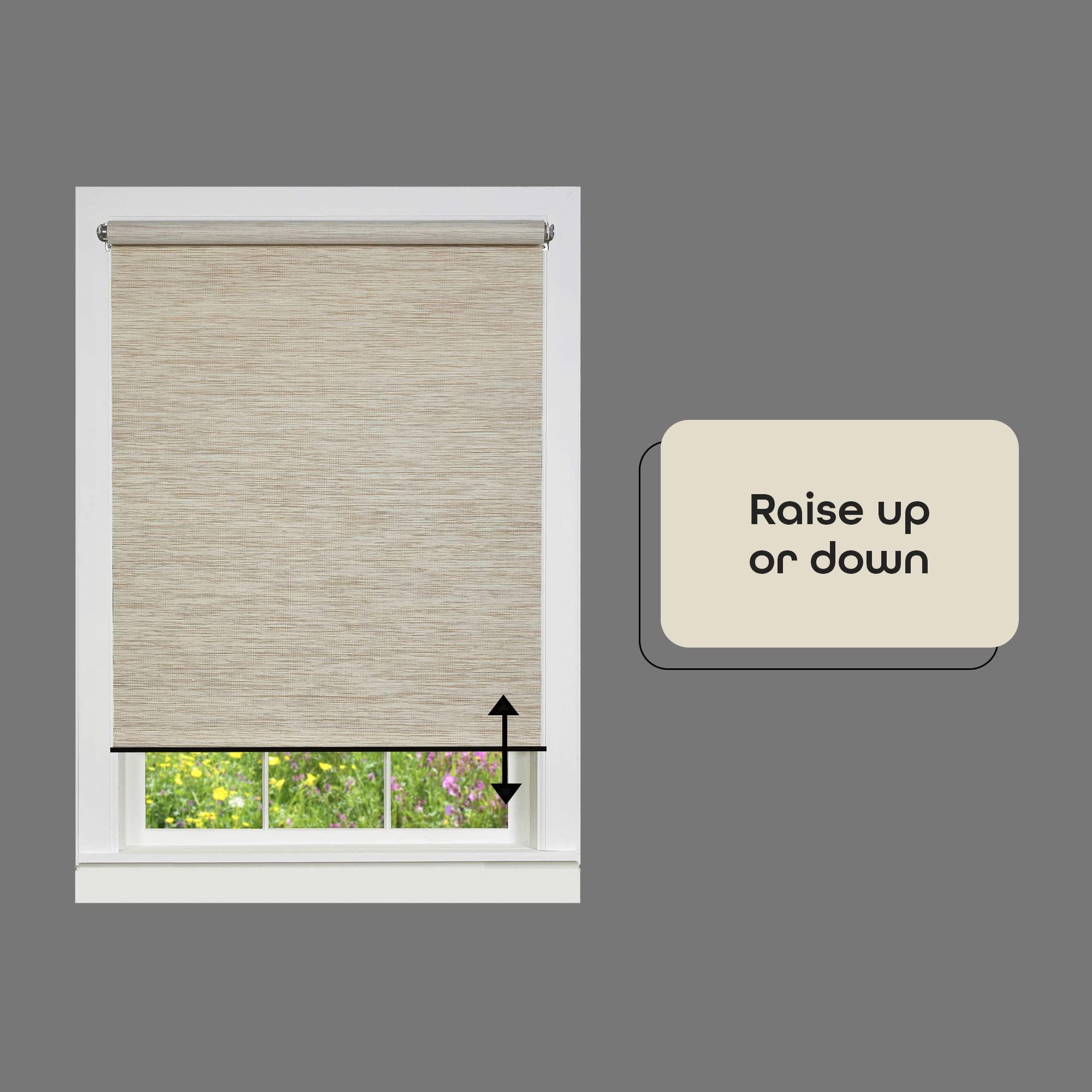 Achim Home Furnishings Cordless Privacy Jute Window Roller Shade - 59 Inch Width, 72 Inch Length - Natural - Light Filtering Woven Natural Fiber Horizontal Windows Blinds by Achim Home Decor